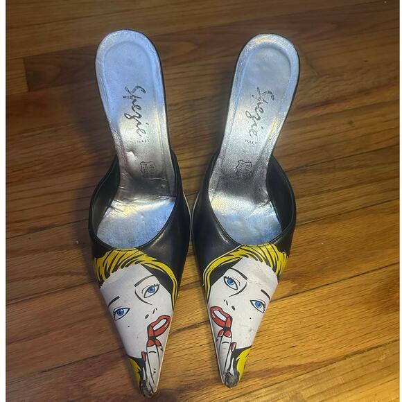 Spezie Black & White Pop Art Leather Heels – Size 37 - Picture 1 of 8